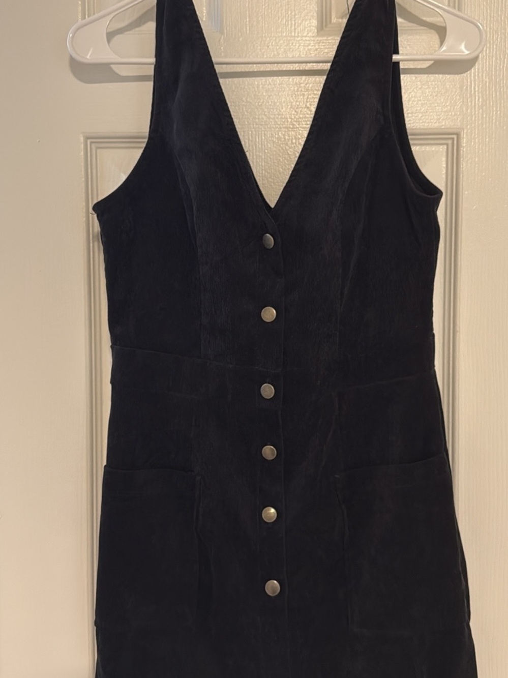 Francesca's Collections Black Suede-Look Button Front Mini Dress
